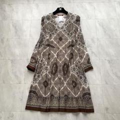 ＊MaxMara＊ 白タグ ベロア ワンピース XL LL ネイビー 極美品大きいサイズXL相当マックスマーラワンピース白タグ総柄