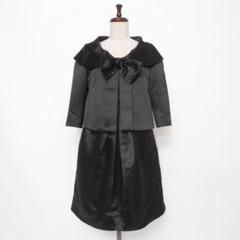 美品 ツインセットシモーナ サテンセットアップワンピース 黒 S/M*FD703