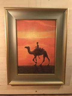 平山郁夫　「夕陽の砂漠」　岩絵具方式複製画　刷り込みサイン・作品証明シール有り 平山郁夫 「夕陽の砂漠」 岩絵具方式複製画 刷り込みサイン