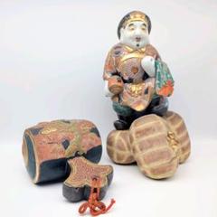 九谷焼 恵比寿様＆打出の小槌 置き物セット縁起物・金運招福　インテリア