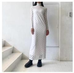 定価63800円 フミエタナカ ストレッチ レース ストレート ワンピース １