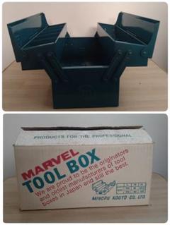 ○レトロ工具箱　ミノル工業　マーベル　金属製　昭和レトロ　工具箱　MN-350のサムネイル