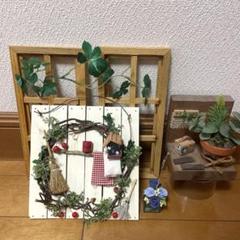 カントリー壁掛け雑貨　鳥箱　ガーデニング　ミニチュア　花のメモ立て付ハンドメイド