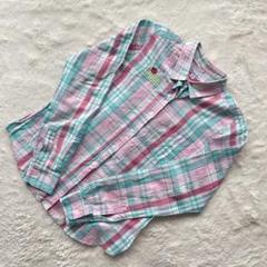 スティーブンアラン【S】チェック 切替 長袖シャツ 刺繍 リネン コットン 春夏のサムネイル