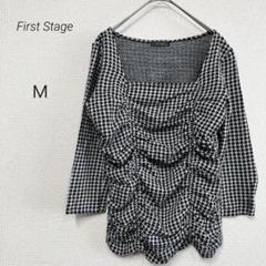 First Stage⭐️千鳥柄 綺麗め 上品 トップス 毛 日本製 Mサイズ