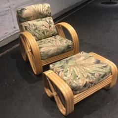 ハワイブランドHula Lehua ラタン高級ソファー オットマン付き タグ付き