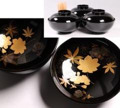 CL85 能登輪島塗 鴛鴦金蒔絵 見返梅 黒塗椀 二客 天然木 梨地 研出 花鳥 CL85 能登輪島塗 鴛鴦金蒔絵 見返梅 黒塗椀 二客 天然木 梨地 研