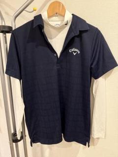 Callaway ネイビー チェック柄 ポロシャツ M