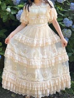 ヴィンテージ ティアードドレス ベージュ 生成り 姫系 お嬢様系
