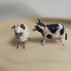 【希少レア】インテリア　牛と羊の置物 2体セット