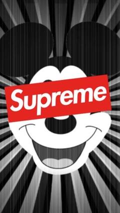 supreme アートポスター パロディー フレーム付き ミッキーフェイスロゴ