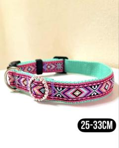 ★小型犬　首輪★20mm pink✖️emerald greenのサムネイル