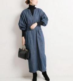 ヴェルメイユパーイエナ 美品 バルーンスリーブ デニム ワンピース 七分袖 ヴェルメイユパーイエナ 美品 バルーンスリーブ デニム