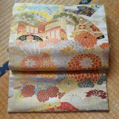 西陣 寶玉織 特選 名古屋帯 正絹 セミフォーマル アンティーク 豪華刺繍 西陣 寶玉織 特選 名古屋帯 正絹 セミフォーマル アンティーク