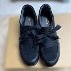 ✧美品【ミスキョーコ】ウェッジソールパンプス黒エナメル23.5