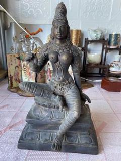 中国古美術 時代物 仏像 銅製 古銅造 チベット仏 文殊菩薩 鍍金