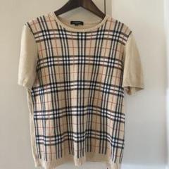 BURBERRY 半袖ニット 36 ベージュ チェック柄 BURBERRY レディース ノバチェックニット 半袖 2 - メルカリ