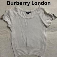 Burberry London ホワイトニット 半袖 ノバチェック ロゴチャック Burberry London ホワイトニット 半袖 ノバチェック ロゴ