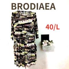 【美品A】BRODIAEA チュニック 半袖 ポケット ギャザー 40 総柄 L