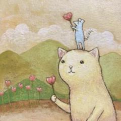 自作絵画　猫マダム、オカリナの音をもとめて、満月と海のギター弾き　3枚セット 今季ブランド 自作絵画 猫マダム、オカリナの音をもとめて、満月