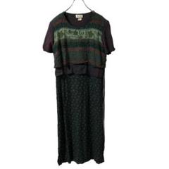 W-269【美品】K STUDIO USA製 ネイティブ柄 ワンピース M