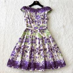 【美品♡希少42】エムズグレイシー　ドットレースサイドリボンフレアワンピース　紺 M'S GRACY 2023 Spring Collection | msgracy