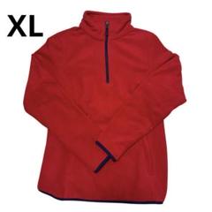 ★XL プルオーバージャケット クォータージップ フリース 赤×ネイビー