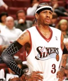 NBA 蜘蛛の巣柄入り白色　アームスリーブ アイバーソン iverson 片腕用のサムネイル