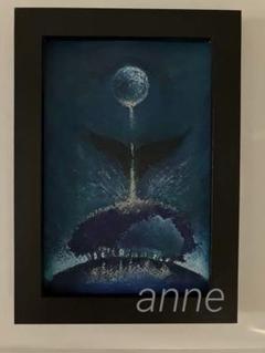 【オリジナル原画】　アクリル　オイルパステル　パステル　森に眠るクジラ　幻想的