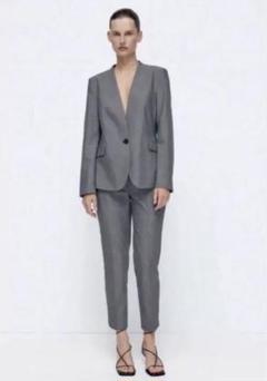 ZARA ブルーグレー パンツスーツ上下 M〜L 38 ZARA ブルーグレー パンツスーツ上下 M〜L 38