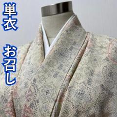 KL1664 単衣 お召し 身丈146cm 着物 正絹