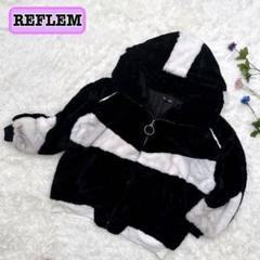 REFLEM レフレム　ファージャケット BIG切替ファーパーカー　ブルゾン白黒 REFLEM/レフレム」BIG切替ファーパーカー/ファーブルゾン