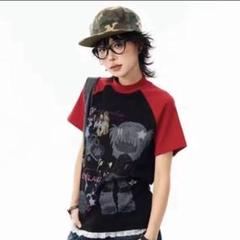ストリートキャラクター プリントラグランスリーブ Tシャツ kakiss y2k
