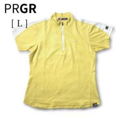 【プロギア/PRGR】⛳半袖ハーフジップシャツ イエロー×ホワイト Lサイズ