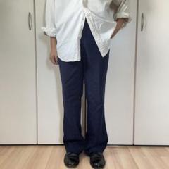 70s 80s ロケットタロン　ワイドスラックス　ペンシルストライプ　ネイビー 70s 80s vintage unknown ワークパンツ ネイビー Talon ロケット