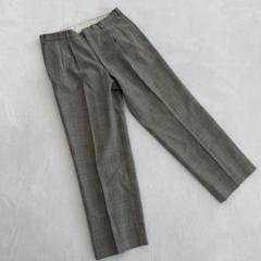 ナイスヒッター グレンチェックパンツ ウール タック入り グレー スリムフィット