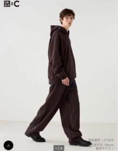 完売品　ユニクロシー　ダークブラウン スウェット　パーカー　パンツセット 2025年最新】UNIQLO c スウェット ブラウンの人気アイテム