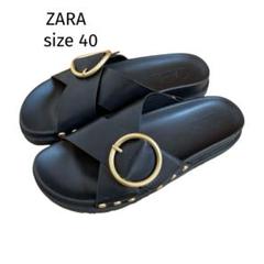 ☆新品 未使用 完売品☆ ZARA メタルディテール　ミュールローファー ZARA - ☆新品 未使用 完売品☆ ZARA メタルディテール ミュール