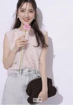 【新品未使用】Apuweiser-riche サイドリボンふわもこノースリニット サイドリボンふわもこノースリニット（ニット/セーター