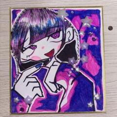 イラスト 手描き オリジナル 色紙 女の子