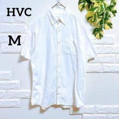 エイチブイシー　半袖シャツ　M　白　着回し　オフィカジ　メンズ　上品　春夏