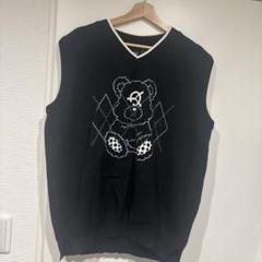 mnem様専用】OYクマ刺繍 ニットベスト 黒 - メルカリ