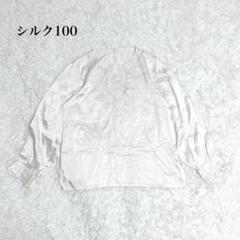 レディース 長袖シャツ シルク100 光沢 高級感 上品 ブラウス 花柄刺繍