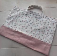 ハンドメイド　レッスンバッグ　さくらんぼ　ピンク　女の子