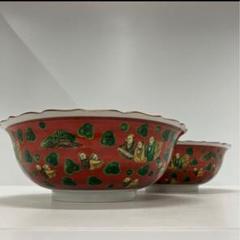 九谷焼　長生造 　色絵人物松細密画　お椀　深皿　大鉢 和食器 菓子鉢 2客セット 九谷焼長生造 色絵人物松細密画お椀深皿大鉢 和食器 菓子鉢 2客