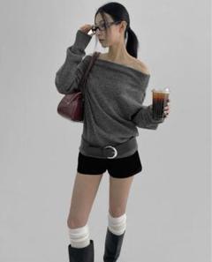 【 BLACKUP 】 eothat off-shoulder knitのサムネイル