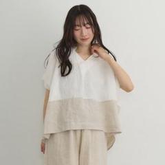 【未使用】AUG リネン バイカラーブラウス /852100