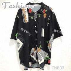 Fashion ヴィンテージ バラ オーバーサイズ　花柄 シアー シャツ