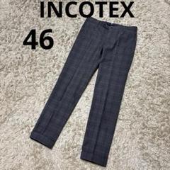 【美品】INCOTEX SLIM FITウールスラックス チャコールグレー 46