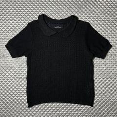 AD1995 90s archive 丸襟半袖ニットトップス 黒